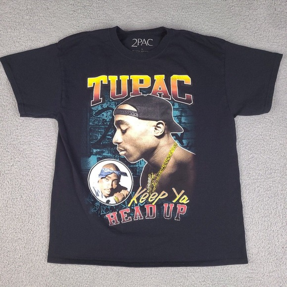 Tupac Keep Ya Head Up Black T-Shirt Large Men’s Modern Hip Hop 2PAC‎ - Picture 1 of 10